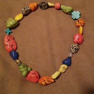 Multicolored stone necklace